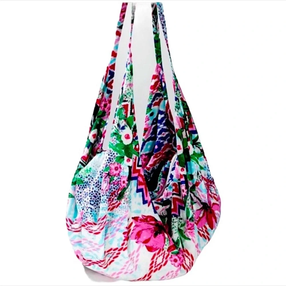 Tropical Pink Aloha Full Zip Floral Market Hobo Bag New